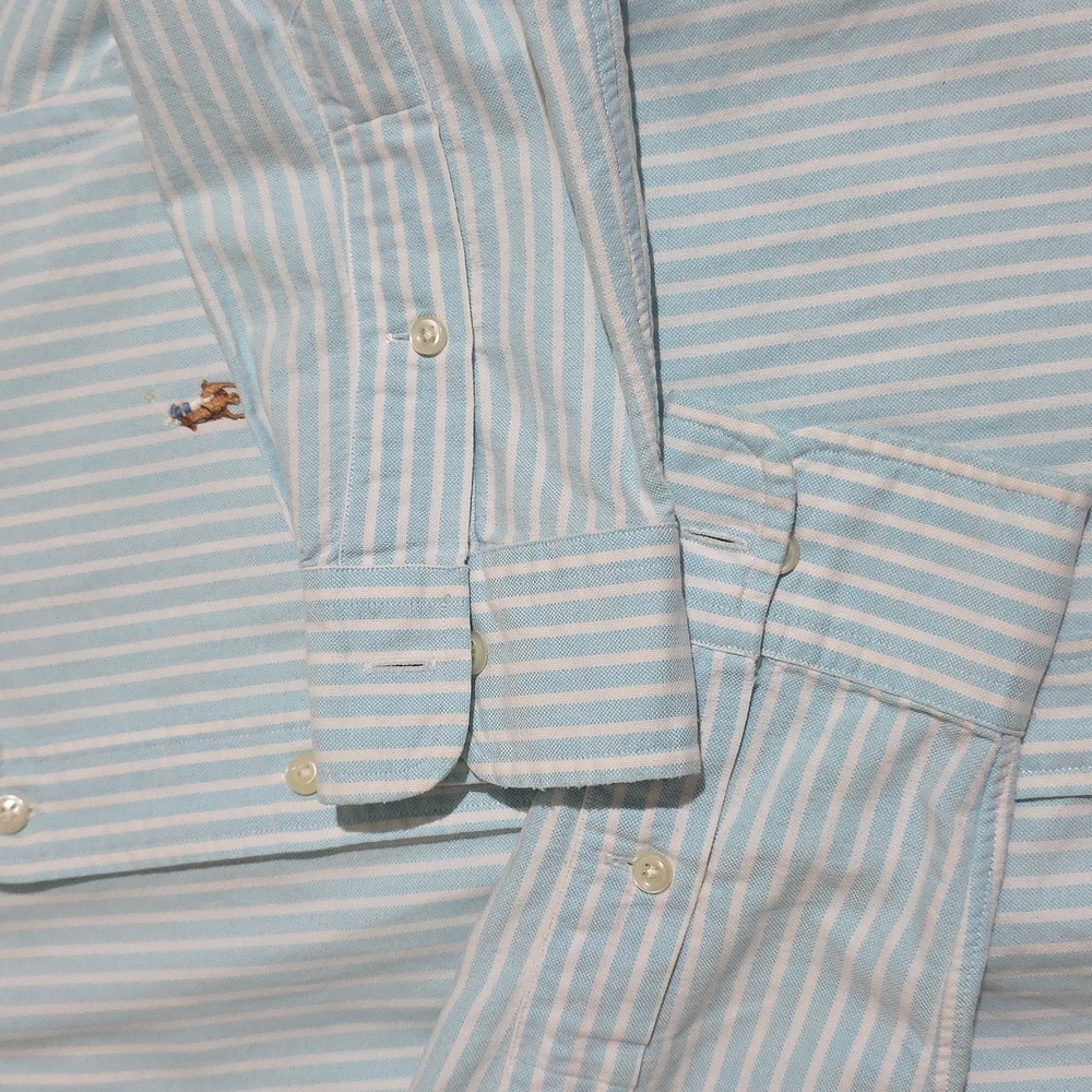 Ralph Lauren Pale Blue and White Striped Men's Button-Down Shirt - Picture 5 of 7